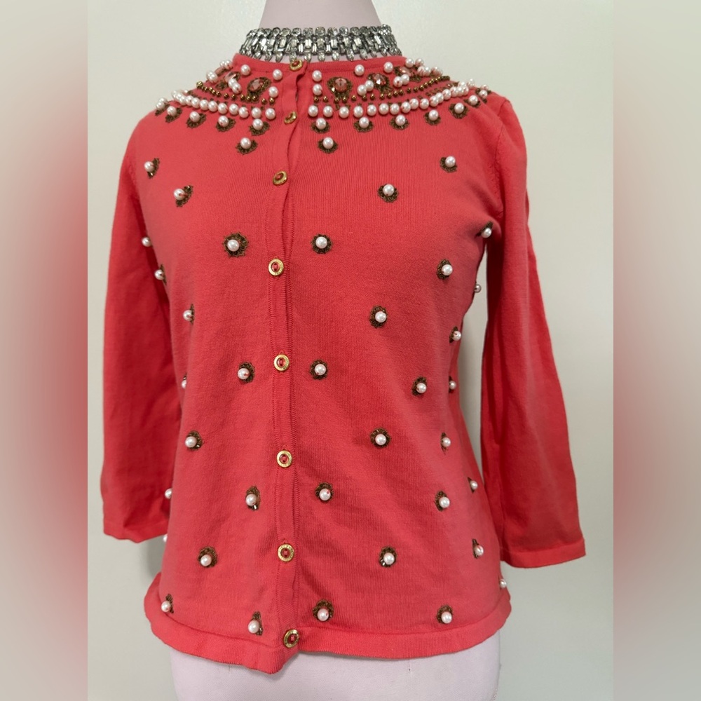 Issac Mizrahi Live Limited Edition beaded & embellished cardigan in size small